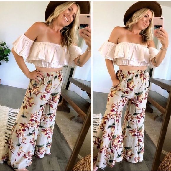 Khaki printed Crepe WIDE Bell Bottoms - Picture 7 of 7